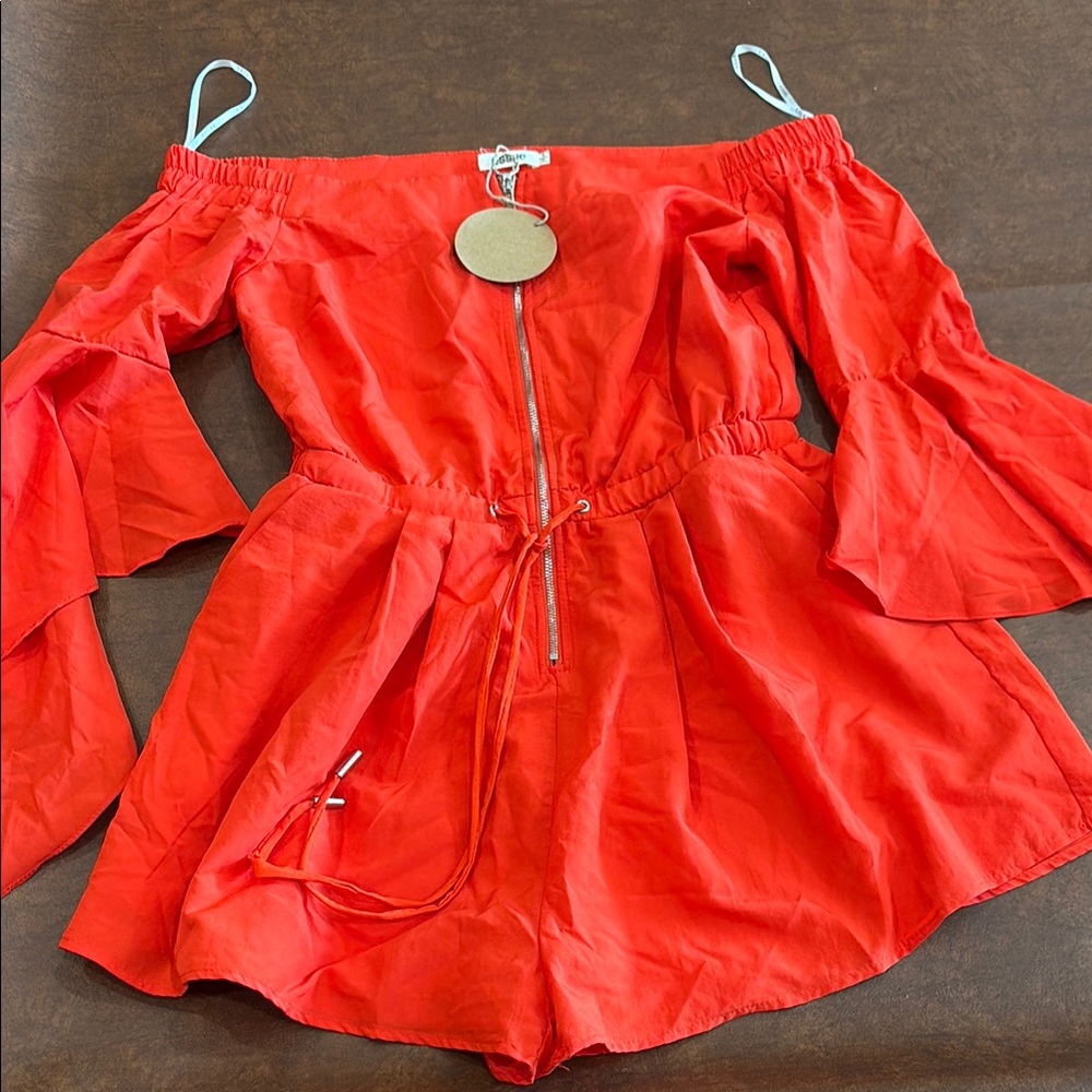 Red Off-Shoulder Romper